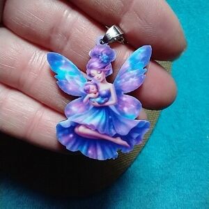 Fairy Pendant with Purple and Blue Accents with baby
